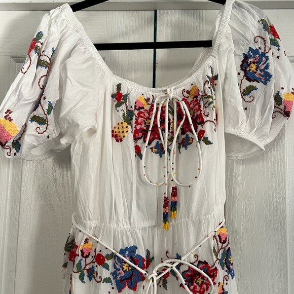 FARM Rio Off-White Tropical Porcelain Embroidered Maxi Dress - Picture 5 of 6